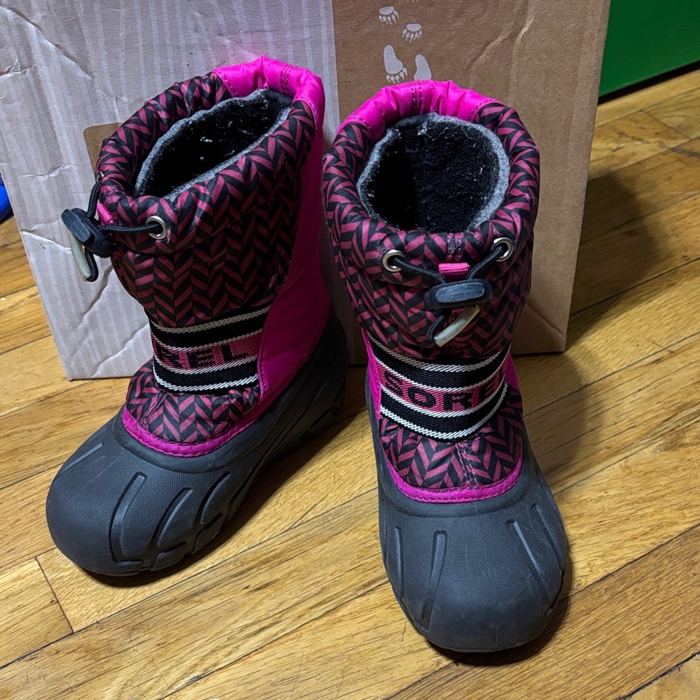Kids Pink and Black Winter Boots